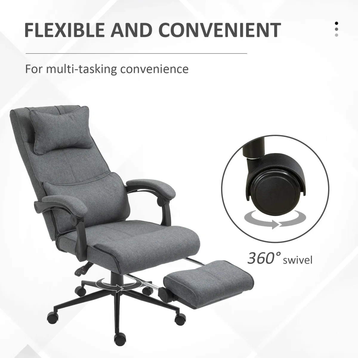 Gray Ergonomic Workstation: Reclining Desk Chair with Lumbar Support