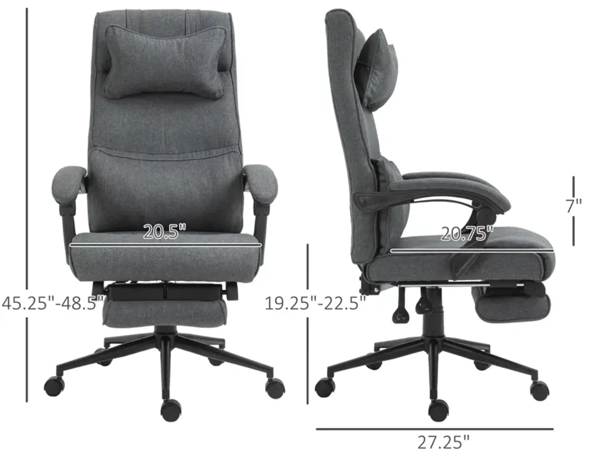 Gray Ergonomic Workstation: Reclining Desk Chair with Lumbar Support