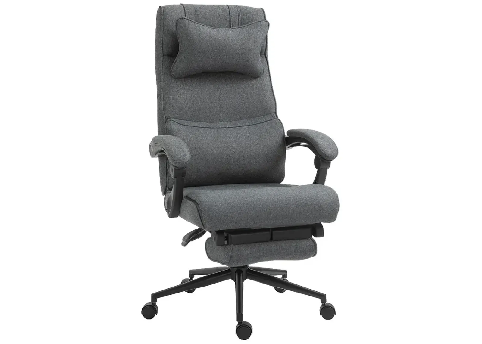 Gray Ergonomic Workstation: Reclining Desk Chair with Lumbar Support