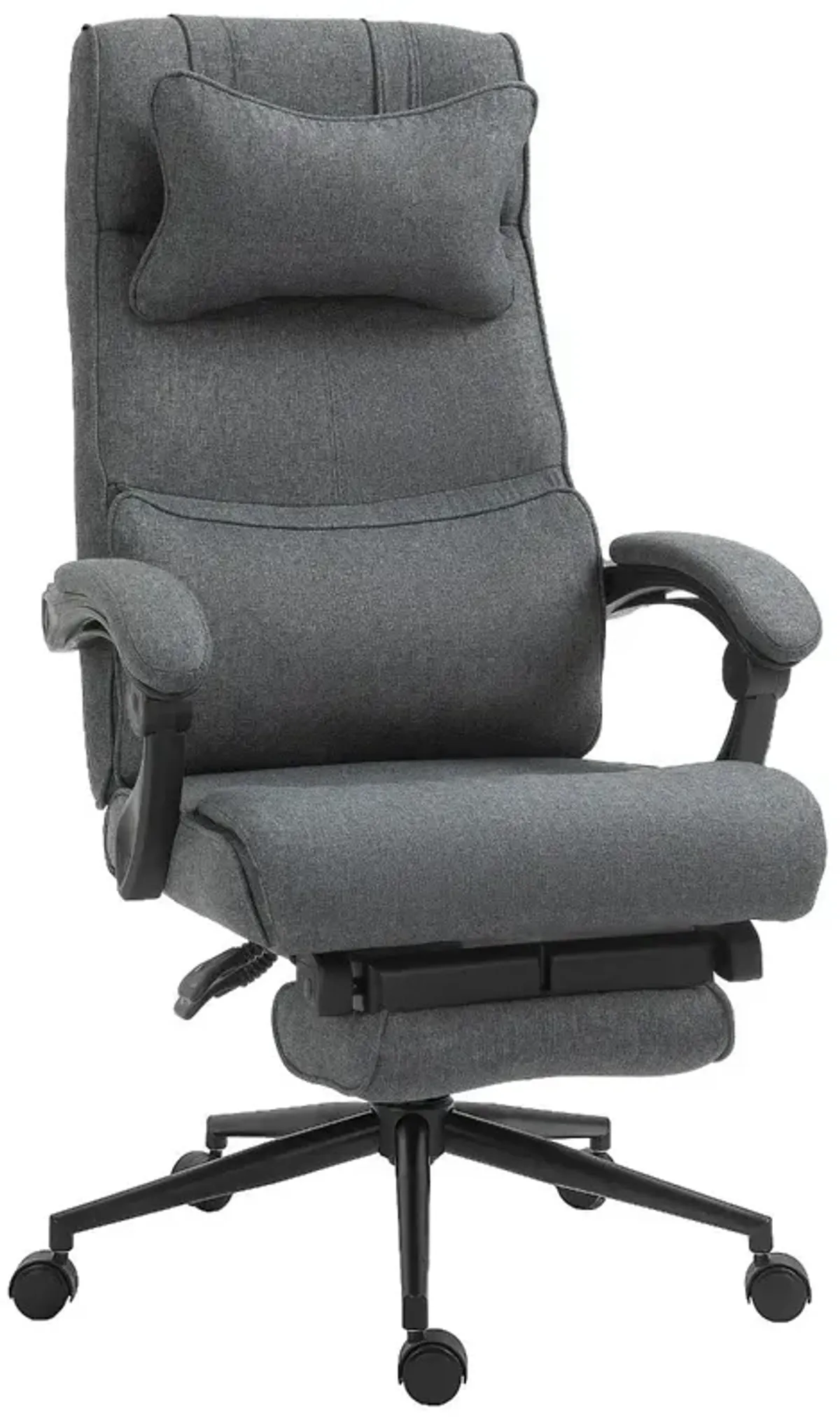 Gray Ergonomic Workstation: Reclining Desk Chair with Lumbar Support