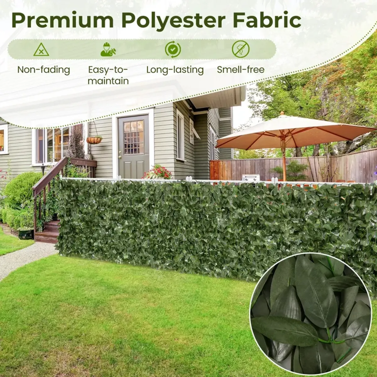 Artificial Lily Leaf Privacy Fence for Garden Yard Balcony Deck