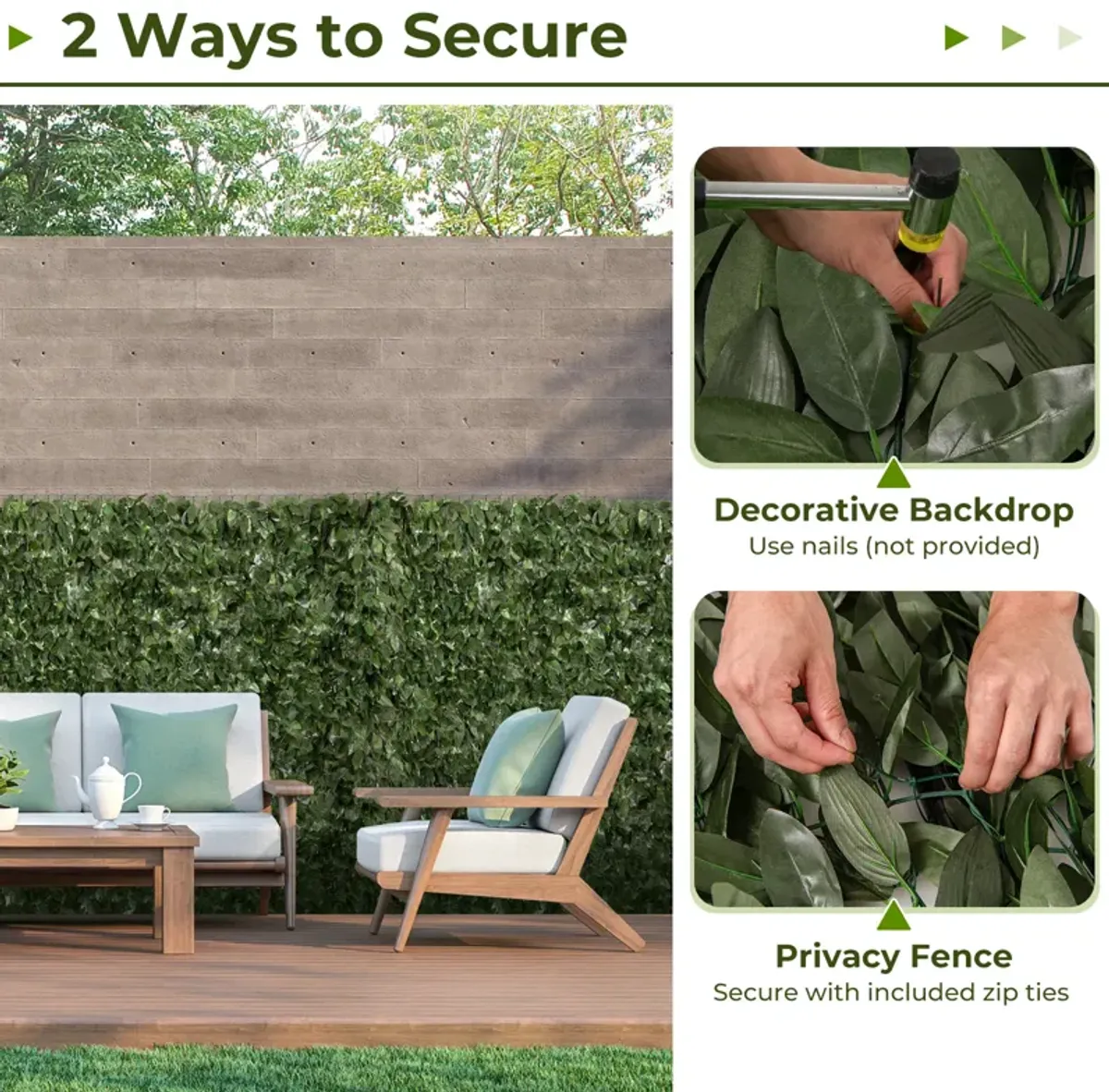 Artificial Lily Leaf Privacy Fence for Garden Yard Balcony Deck