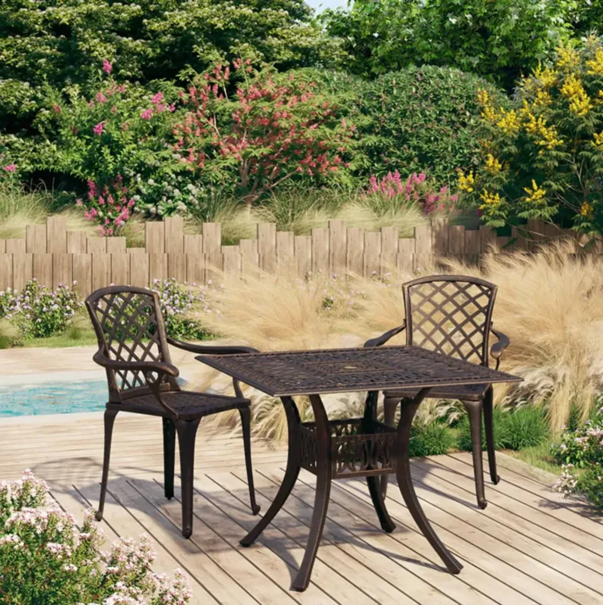 vidaXL 3 Piece Bistro Set Cast Aluminum Bronze