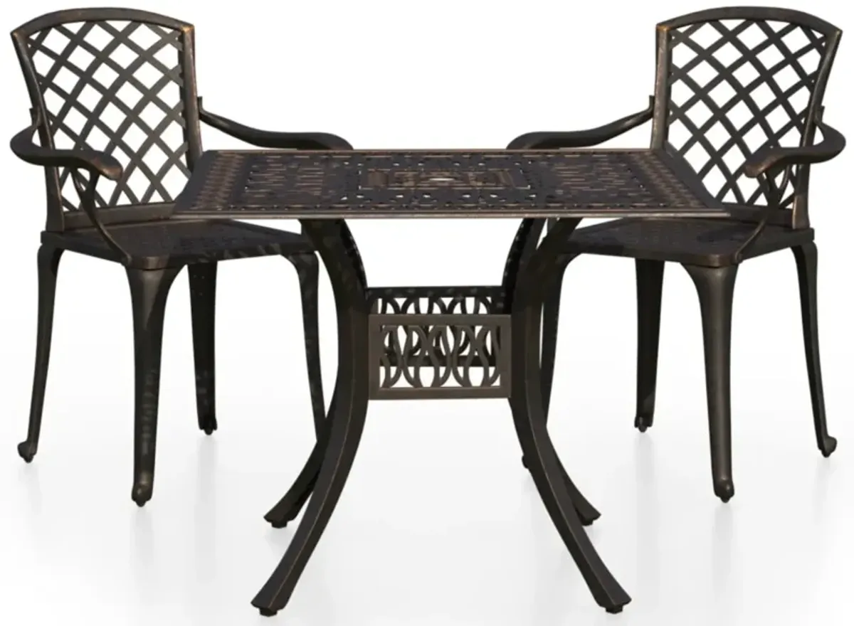 vidaXL 3 Piece Bistro Set Cast Aluminum Bronze