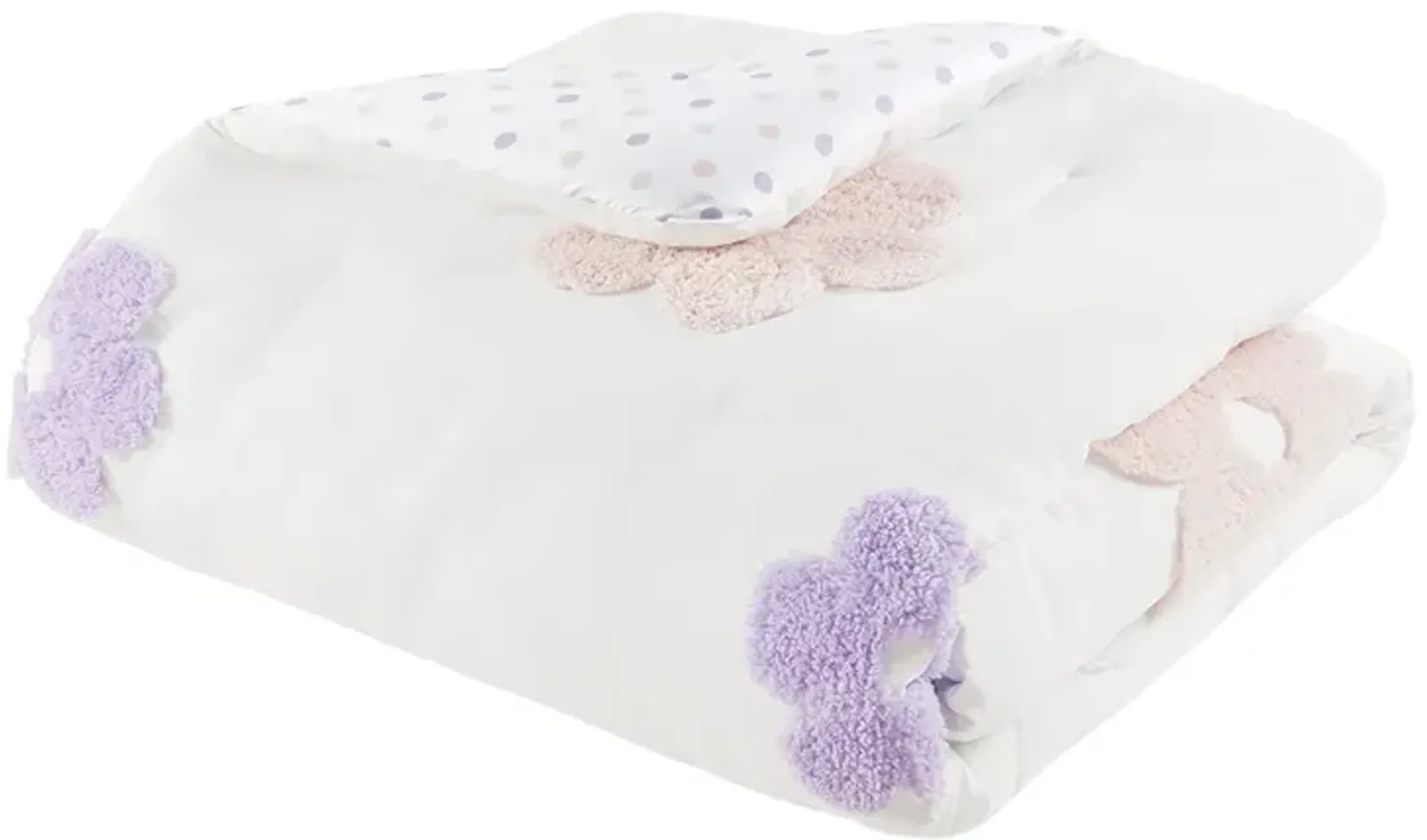 Gracie Mills Eubert Colorful Floral Reversible Chenille Comforter Set with Flower Throw Pillow