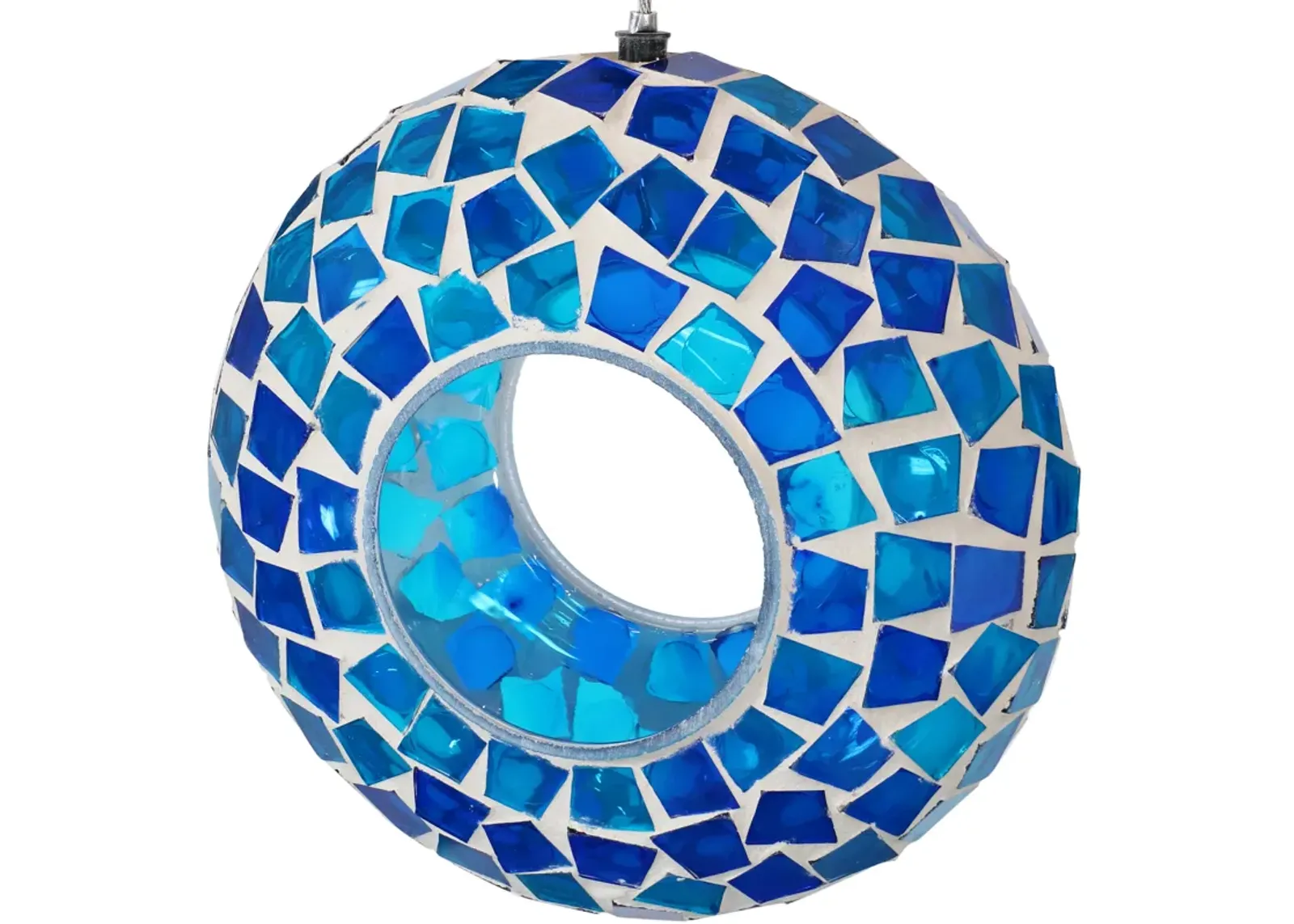 Sunnydaze Glass Mosaic Fly-Through Hanging Bird Feeder - 6 in