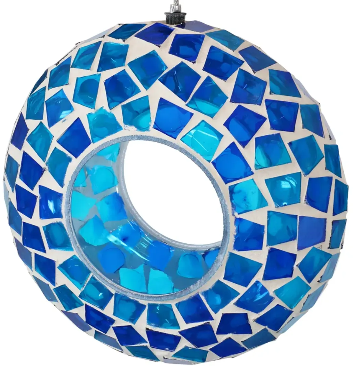 Sunnydaze Glass Mosaic Fly-Through Hanging Bird Feeder - 6 in