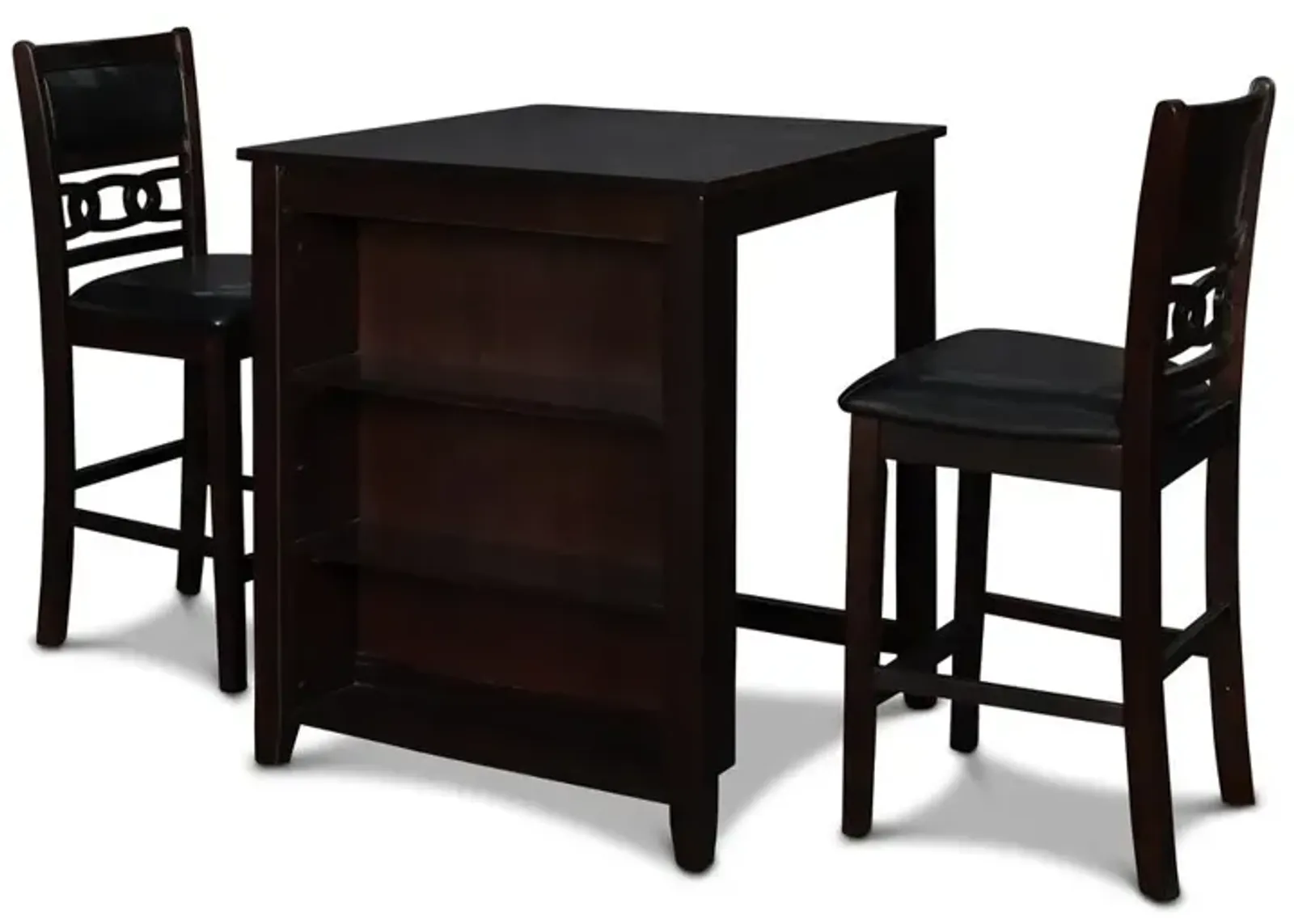 New Classic Furniture Furniture Gia Solid Wood Counter Table 2 Chairs in Ebony Black