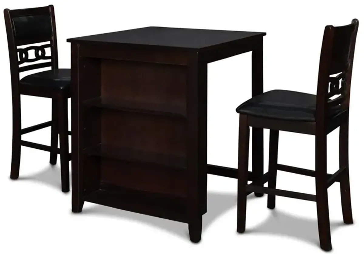 New Classic Furniture Furniture Gia Solid Wood Counter Table 2 Chairs in Ebony Black