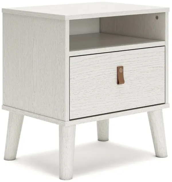 Luna 22 Inch Wood Nightstand, 1 Drawer, Faux Leather Knobs, White Finish