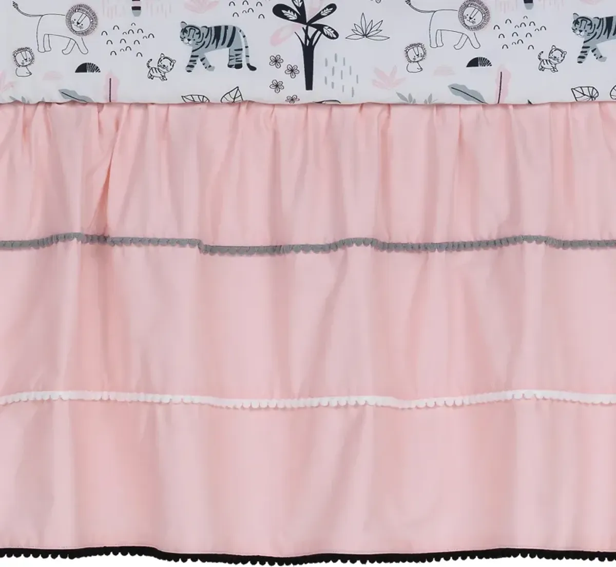 Lambs & Ivy Happy Jungle Pink/White Safari Nursery 5-Piece Crib Bedding Set