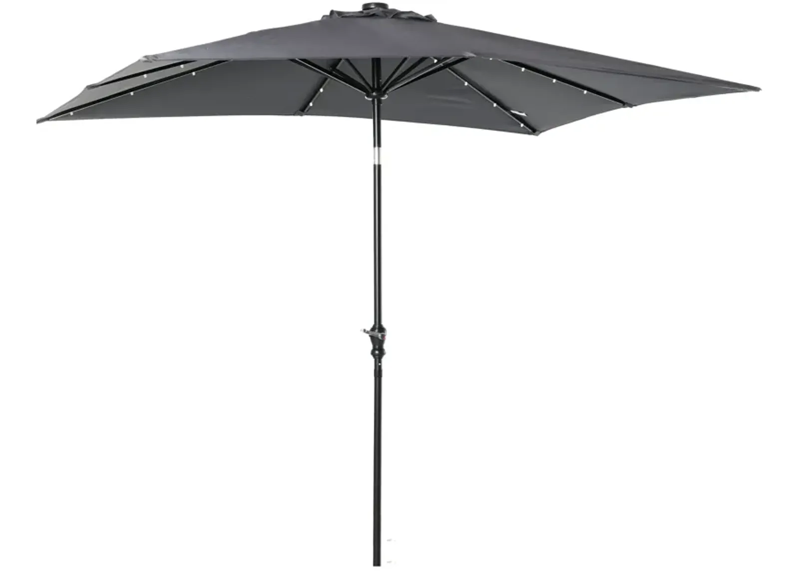 Dark Gray Sun Shield: 9x7 ft Patio Umbrella with LED Lights