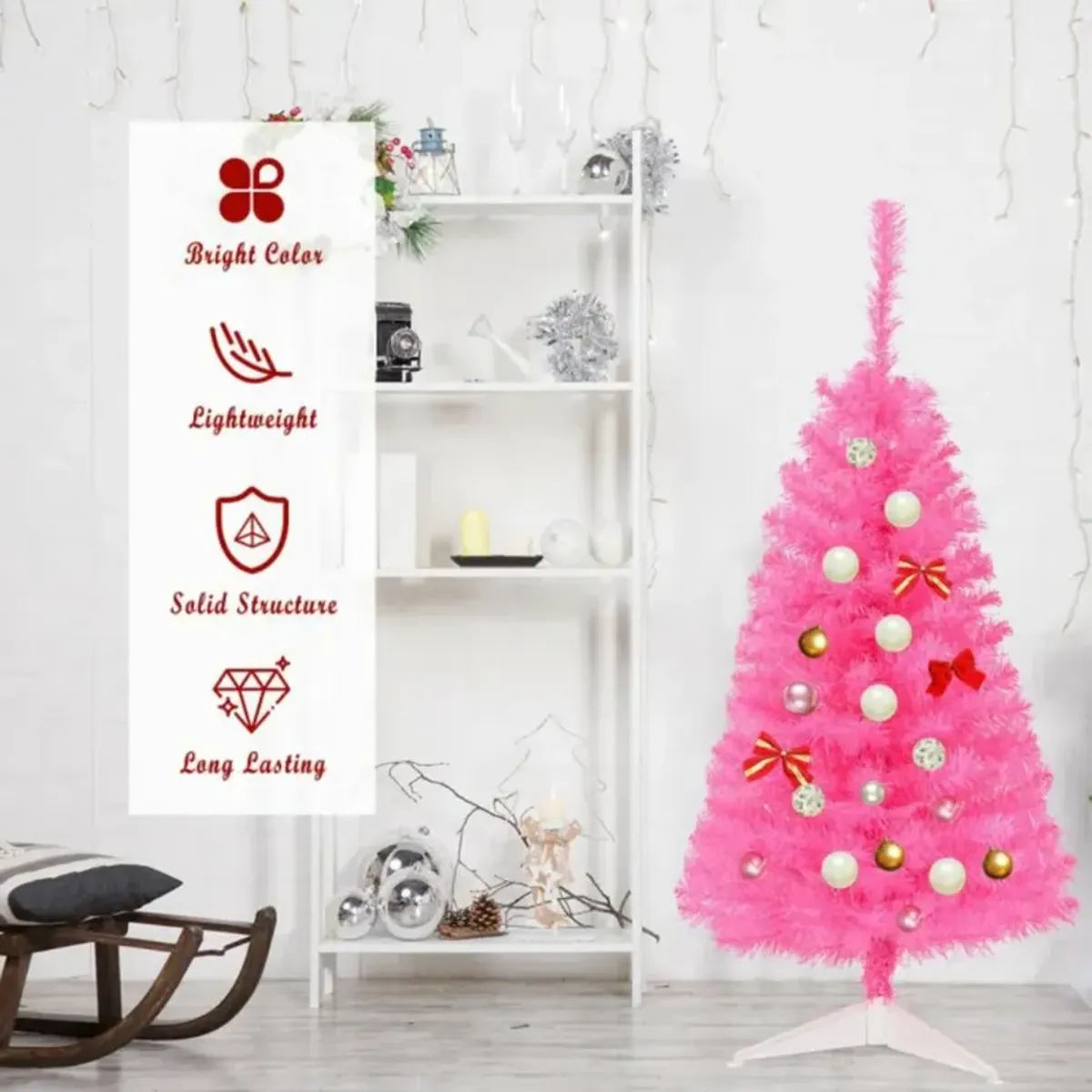 Hivvago 36 Inch Unlit Artificial Christmas Mini Tree with Plastic Stand