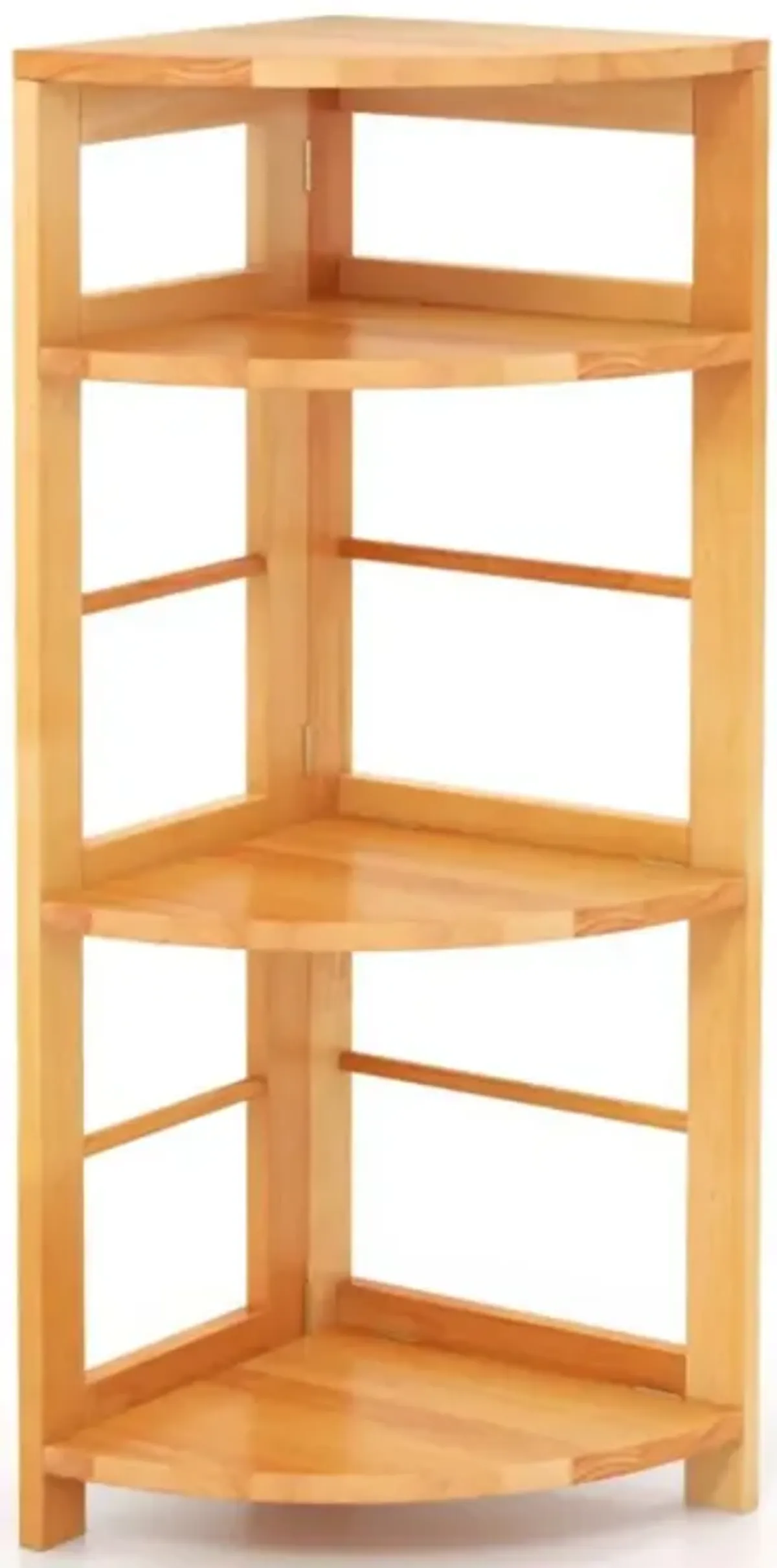 Hivvago 4-Tier Corner Shelf with Rubber Wood Frame and Anti-Toppling Kit