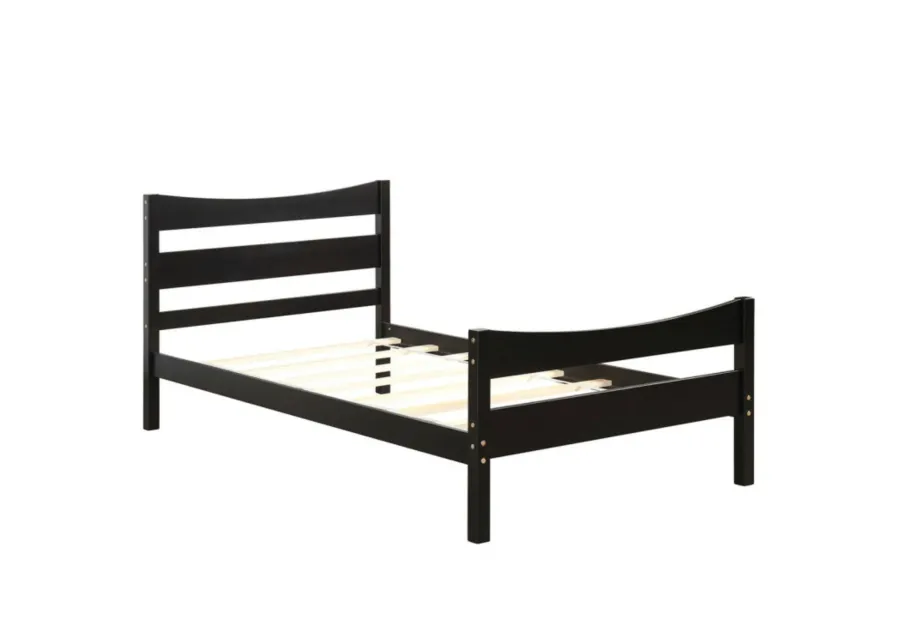 Twin Size Rustic Style Platform Bed Frame with Headboard and Footboard