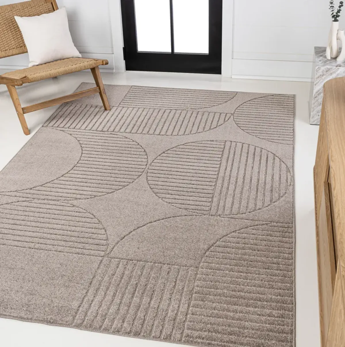 Nordby Geometric Arch Scandi Striped Area Rug