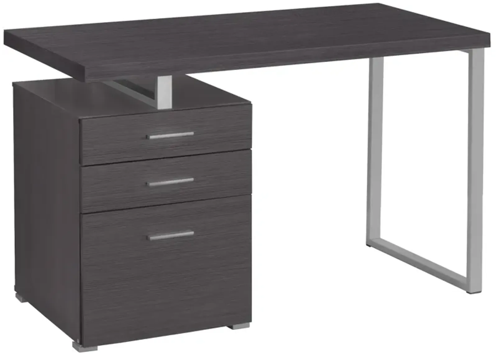 Monarch Specialties I 7426 Computer Desk, Home Office, Laptop, Left, Right Set-up, Storage Drawers, 48"L, Work, Metal, Laminate, Grey, Contemporary, Modern