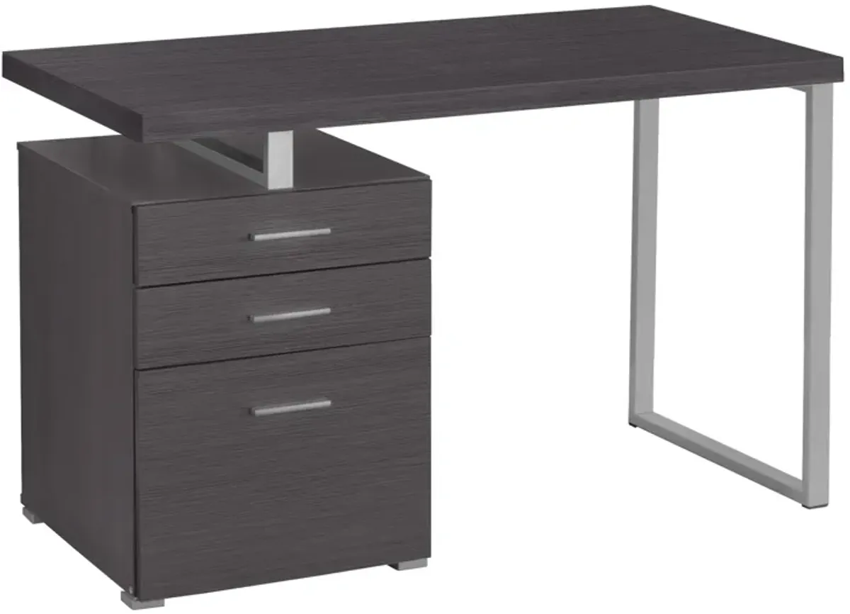 Monarch Specialties I 7426 Computer Desk, Home Office, Laptop, Left, Right Set-up, Storage Drawers, 48"L, Work, Metal, Laminate, Grey, Contemporary, Modern