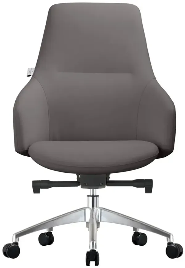 LeisureMod Celeste Series Office Chair in Grey Leather