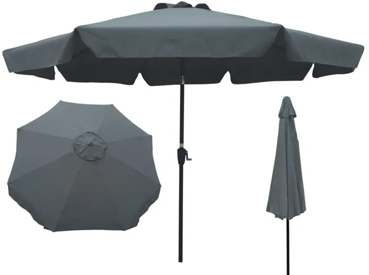 Outdoor Patio Umbrella 10FT With Flap, 8 Pieces Ribs With Tilt An Crank, Without Base