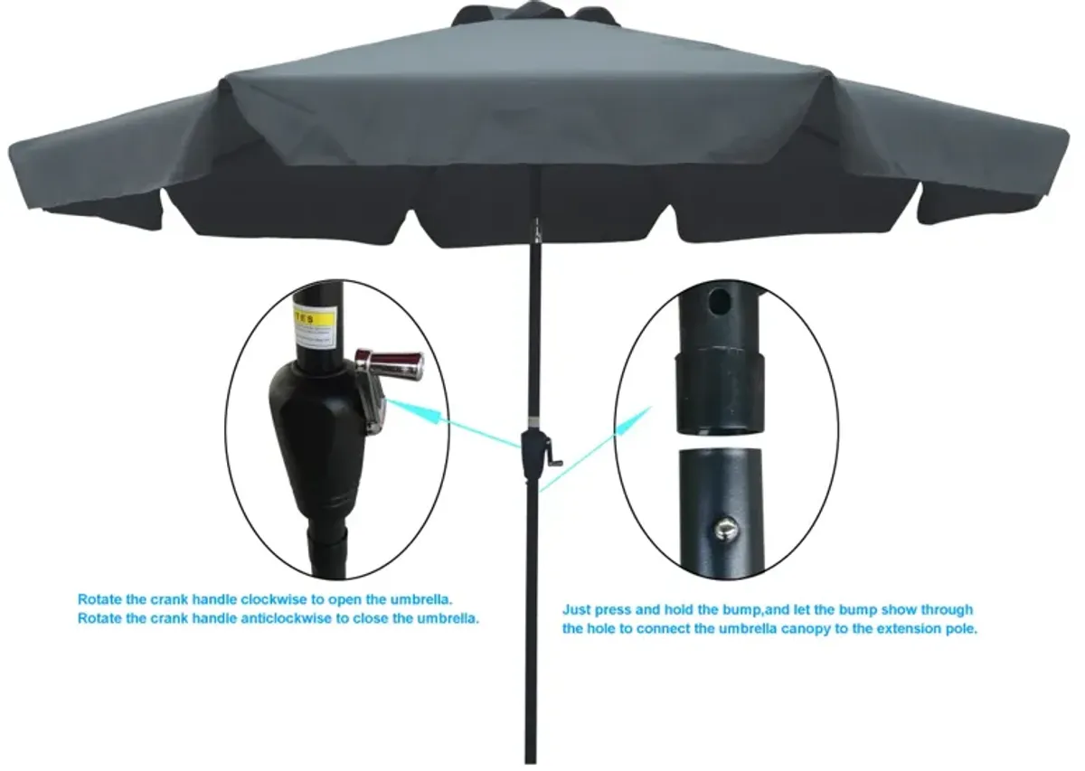 Outdoor Patio Umbrella 10FT With Flap, 8 Pieces Ribs With Tilt An Crank, Without Base