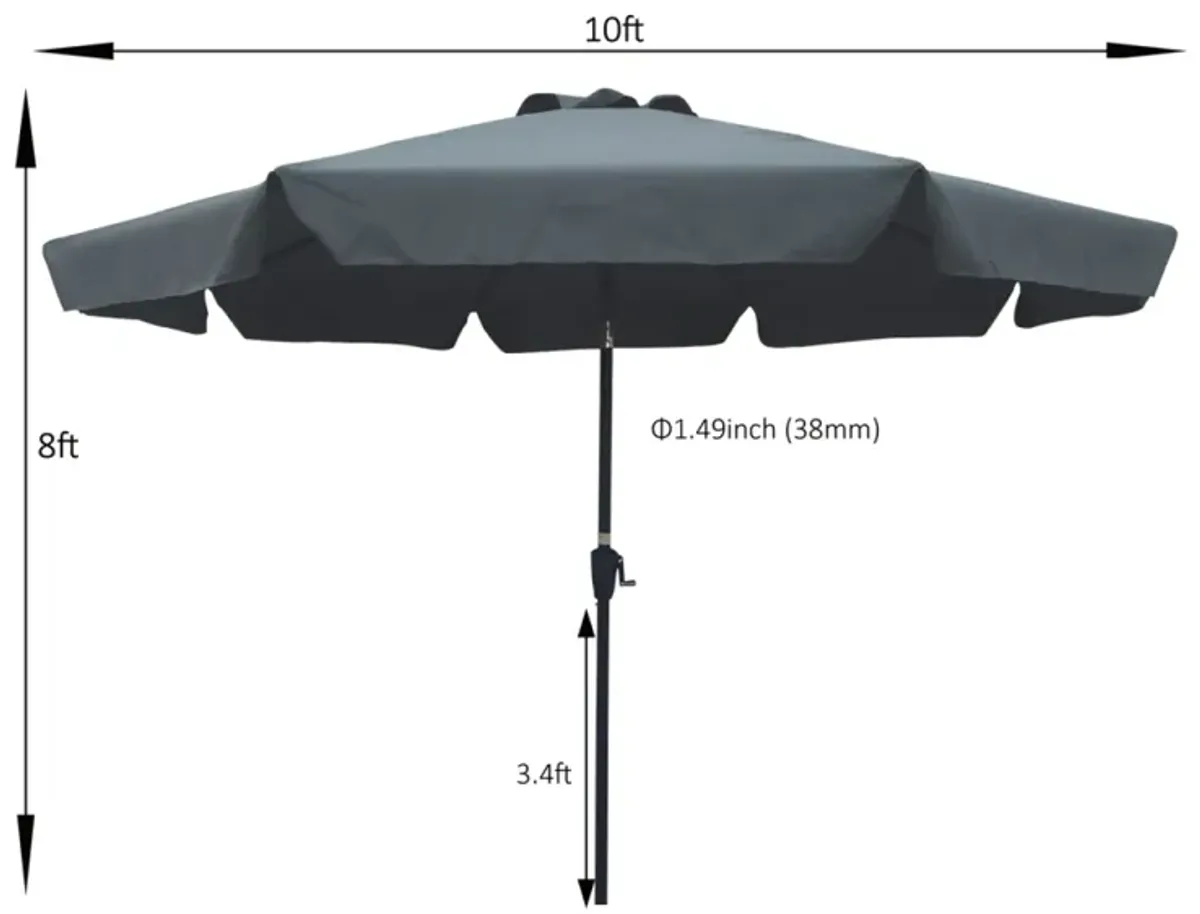 Outdoor Patio Umbrella 10FT With Flap, 8 Pieces Ribs With Tilt An Crank, Without Base