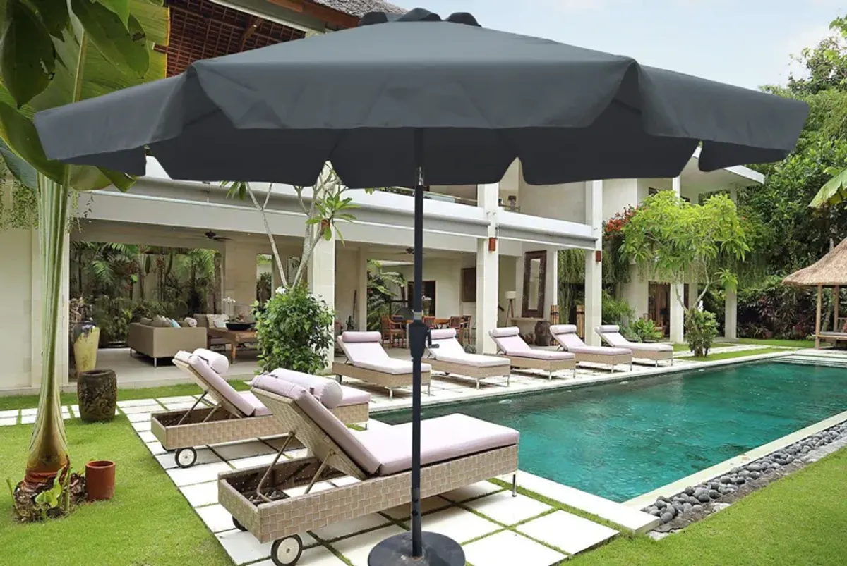 Outdoor Patio Umbrella 10FT With Flap, 8 Pieces Ribs With Tilt An Crank, Without Base