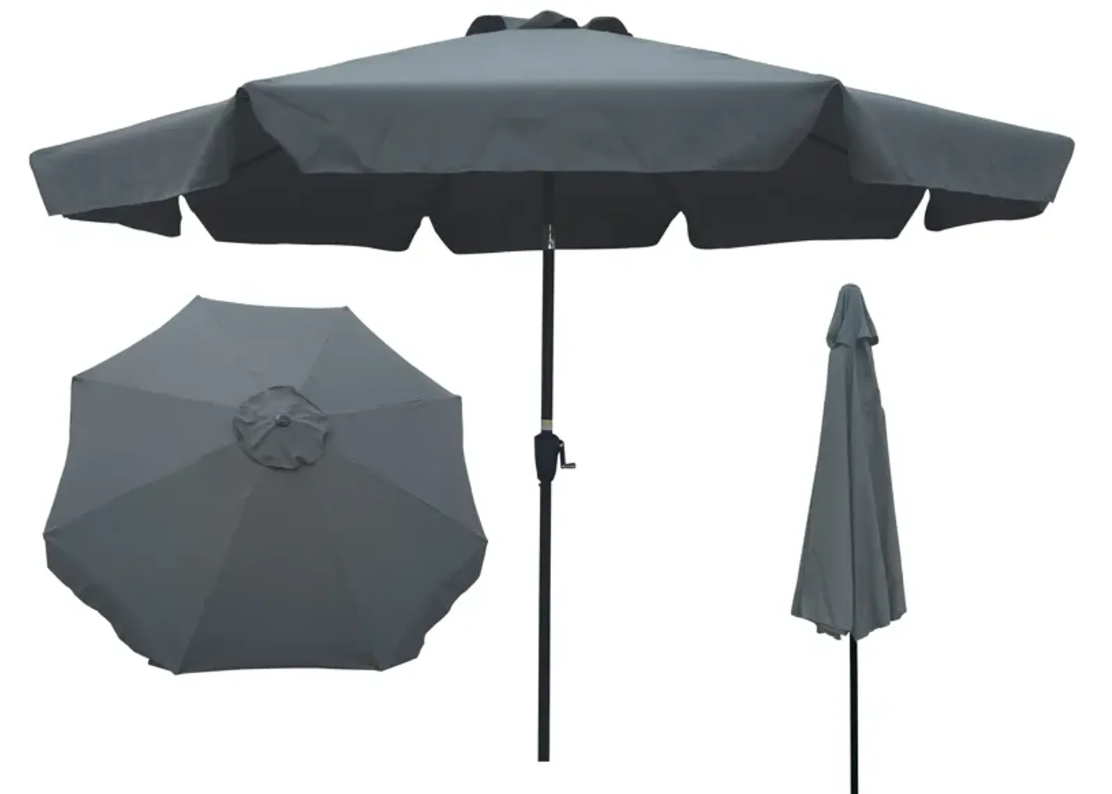 Outdoor Patio Umbrella 10FT With Flap, 8 Pieces Ribs With Tilt An Crank, Without Base