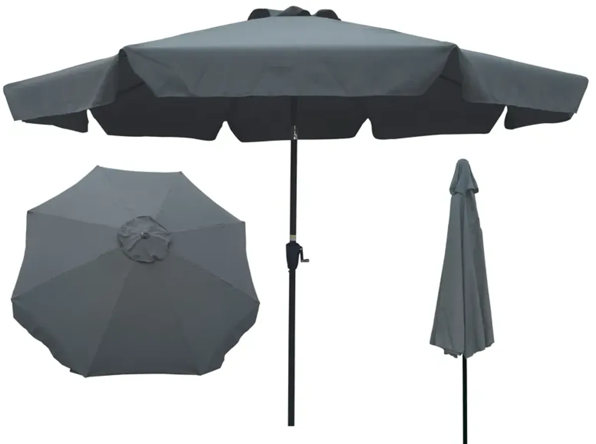 Outdoor Patio Umbrella 10FT With Flap, 8 Pieces Ribs With Tilt An Crank, Without Base