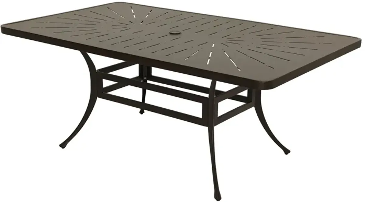 Mondawe 72 in. L x 42 in. W Cast Aluminum Rectangular Outdoor Dining Table with Umbrella Hole