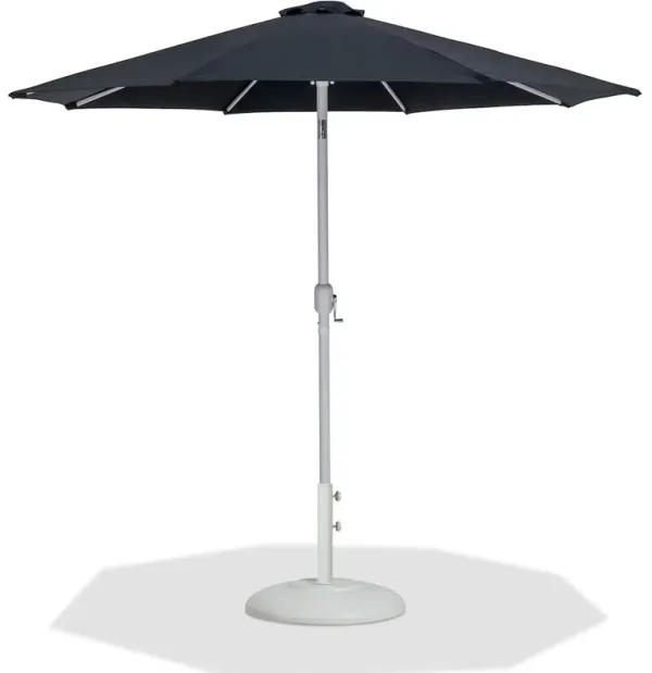 Meridian Furniture Fiji Black Fabric / Matte White Aluminum Patio Umbrella with Base Sets
