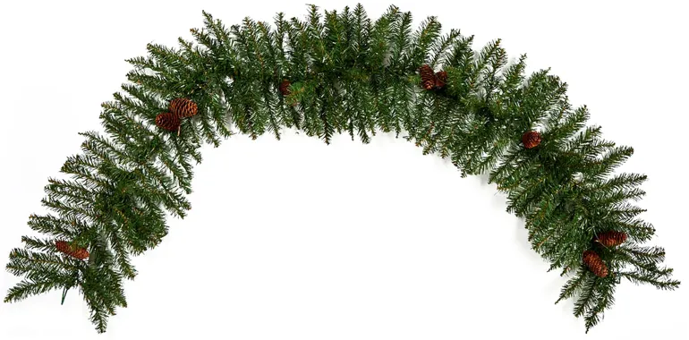 HomPlanti 6' Mixed Alaskan Pines and Pinecones Artificial Christmas Garland 50 Warm White LED Lights