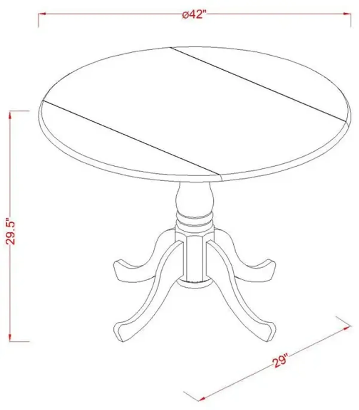 Dublin Round Table with two 9" Drop Leaves in an Oak Finish