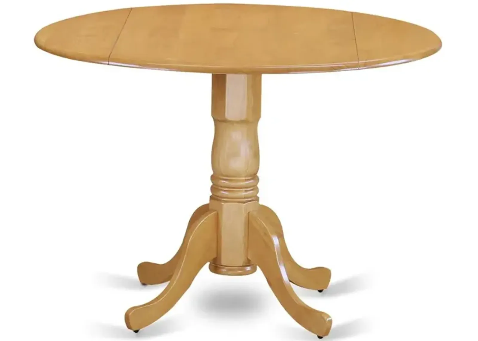 Dublin Round Table with two 9" Drop Leaves in an Oak Finish