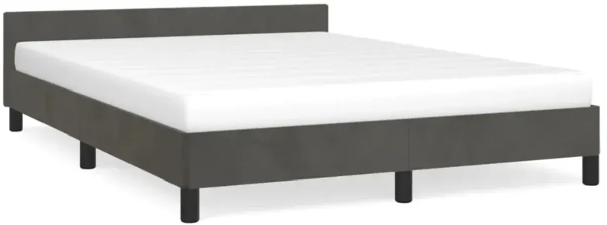 vidaXL Bed Frame with Headboard Dark Gray 53.9"x74.8" Full Velvet