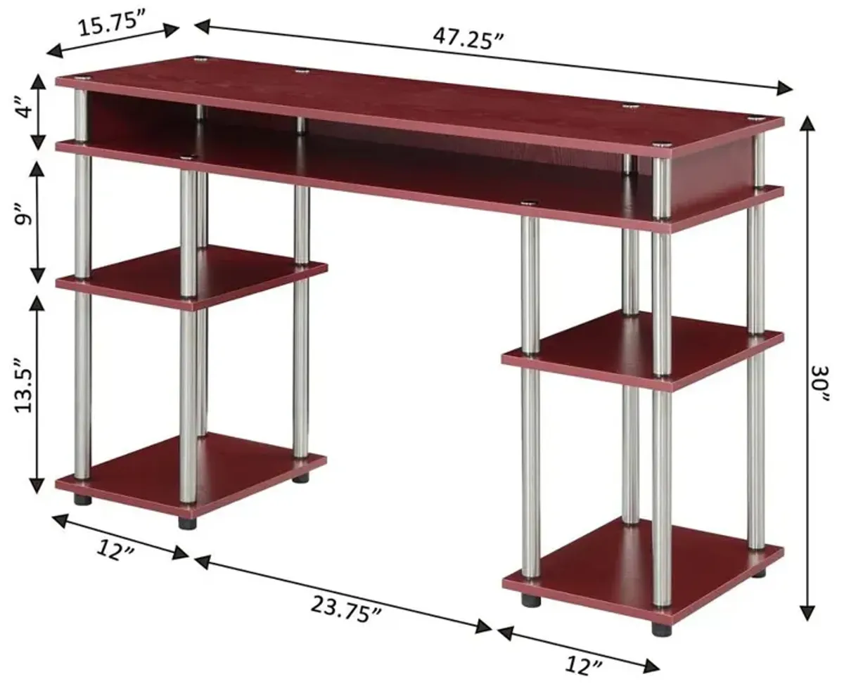 Convenience Concepts Designs2Go No Tools Student Desk with Shelves, R4-0539