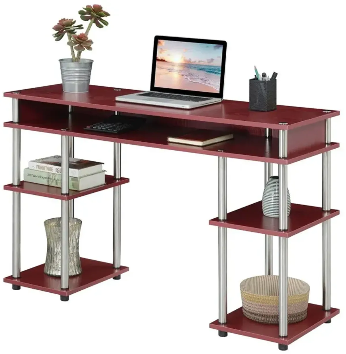 Convenience Concepts Designs2Go No Tools Student Desk with Shelves, R4-0539