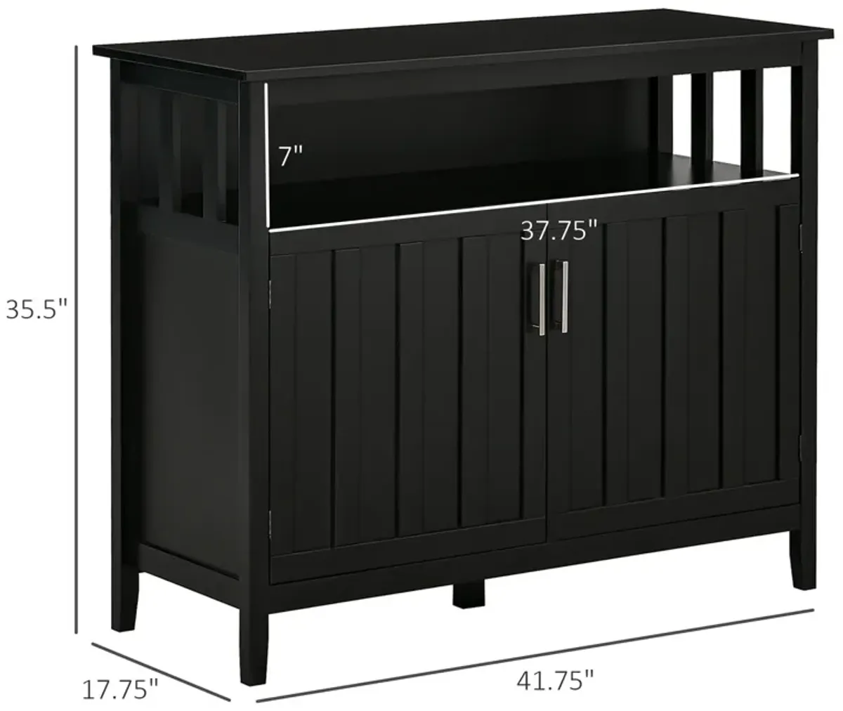 Black Entryway Cabinet: Kitchen Sideboard with 2 Doors and Shelves