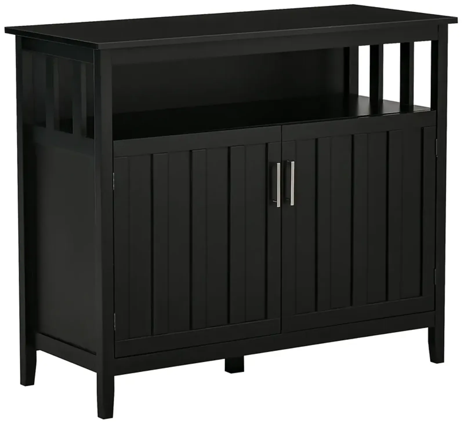 Black Entryway Cabinet: Kitchen Sideboard with 2 Doors and Shelves