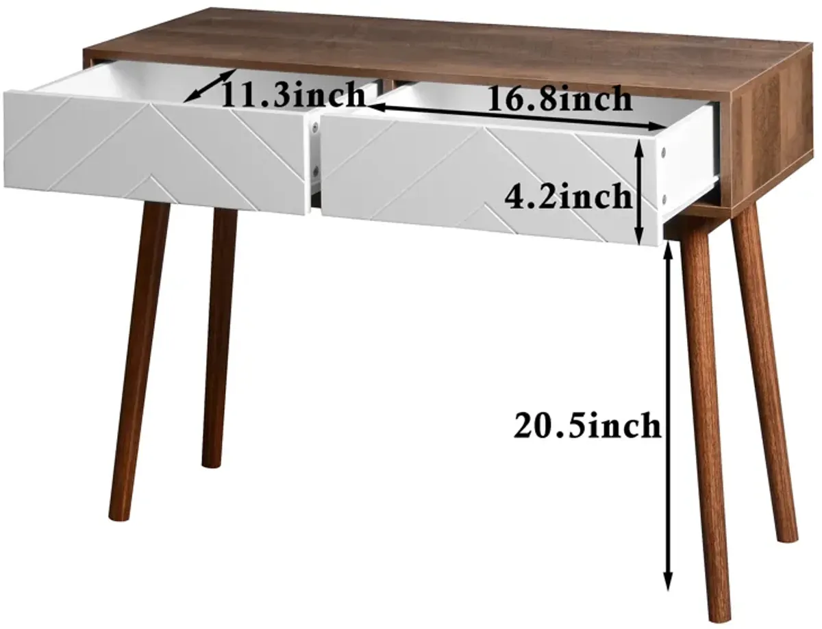 Mid-Century Modern Writing Desk with Spacious Work Surface and Storage