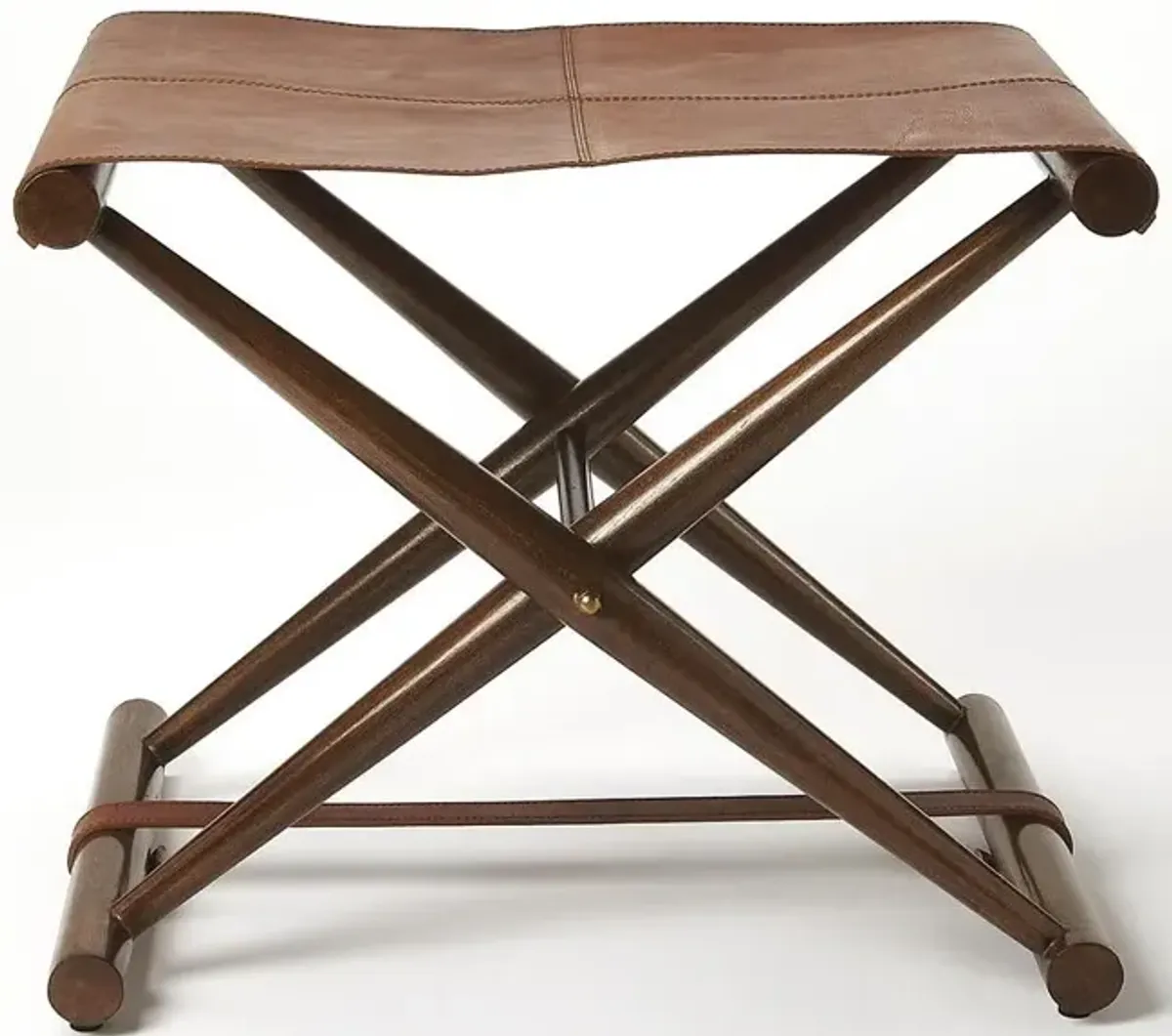 Butler Specialty Company Sutton Leather Folding Stool, Medium Brown