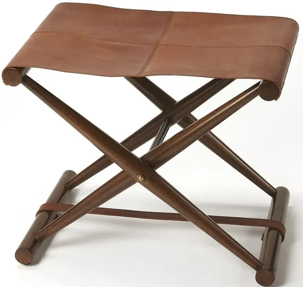 Butler Specialty Company Sutton Leather Folding Stool, Medium Brown