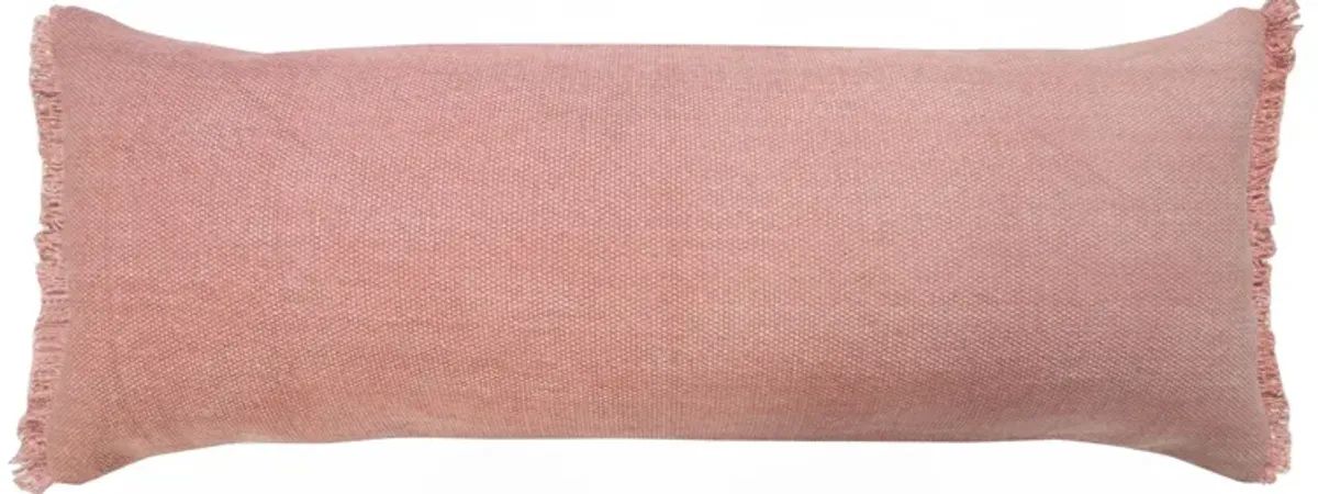 36" Pink Solid Fringe Lumbar Throw Pillow
