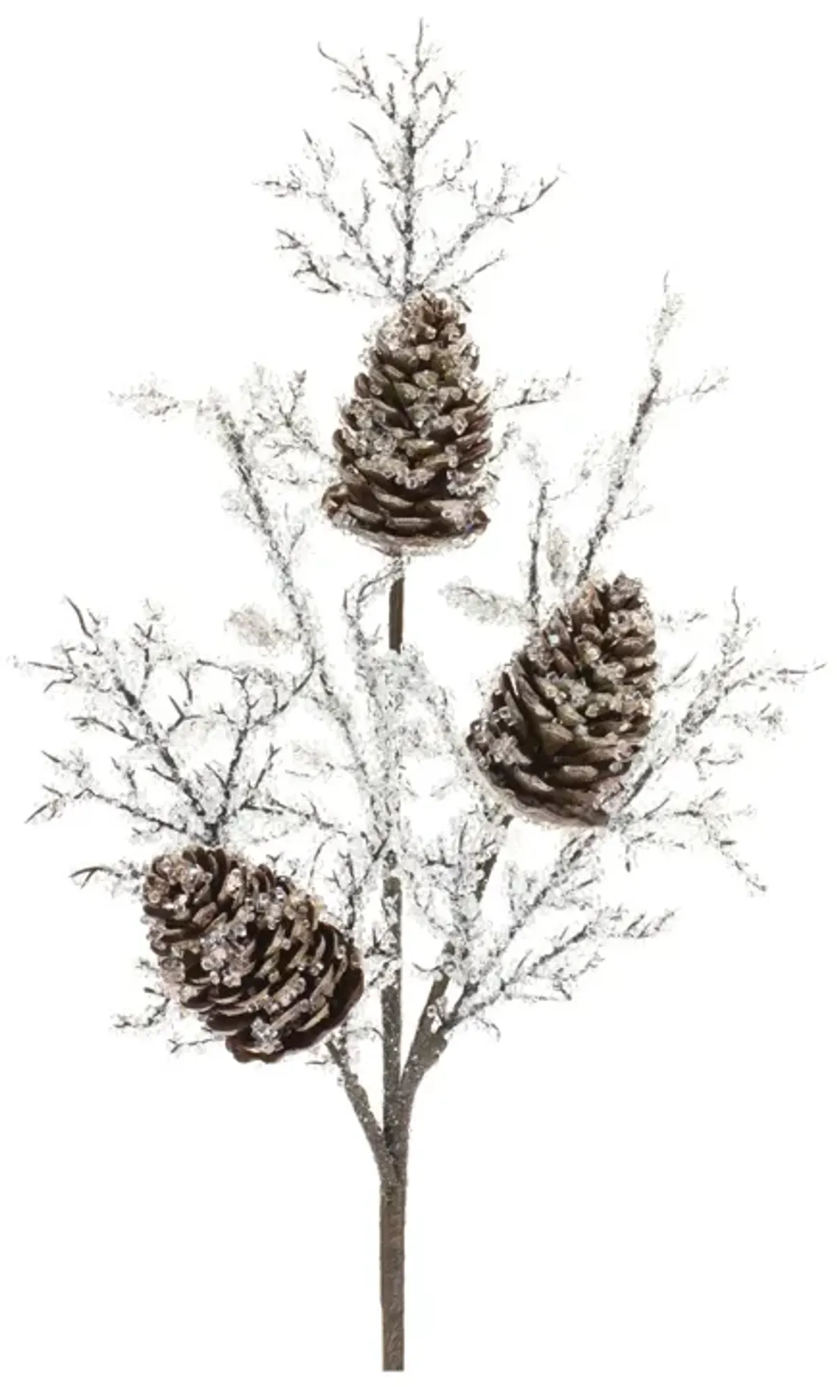 2-Piece Iced Pinecone Twig Branch Set for Christmas and Seasonal Arrangements