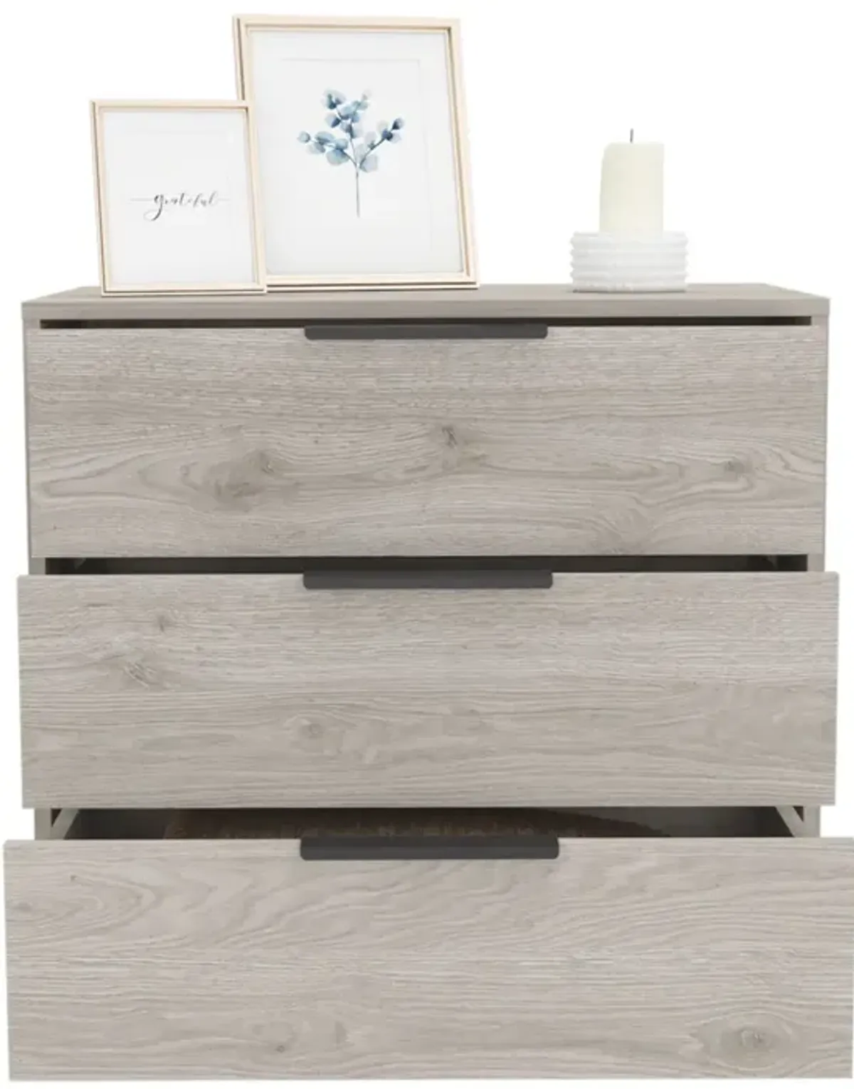 3 Drawers Dresser Maryland, Superior Top, Light Gray Finish