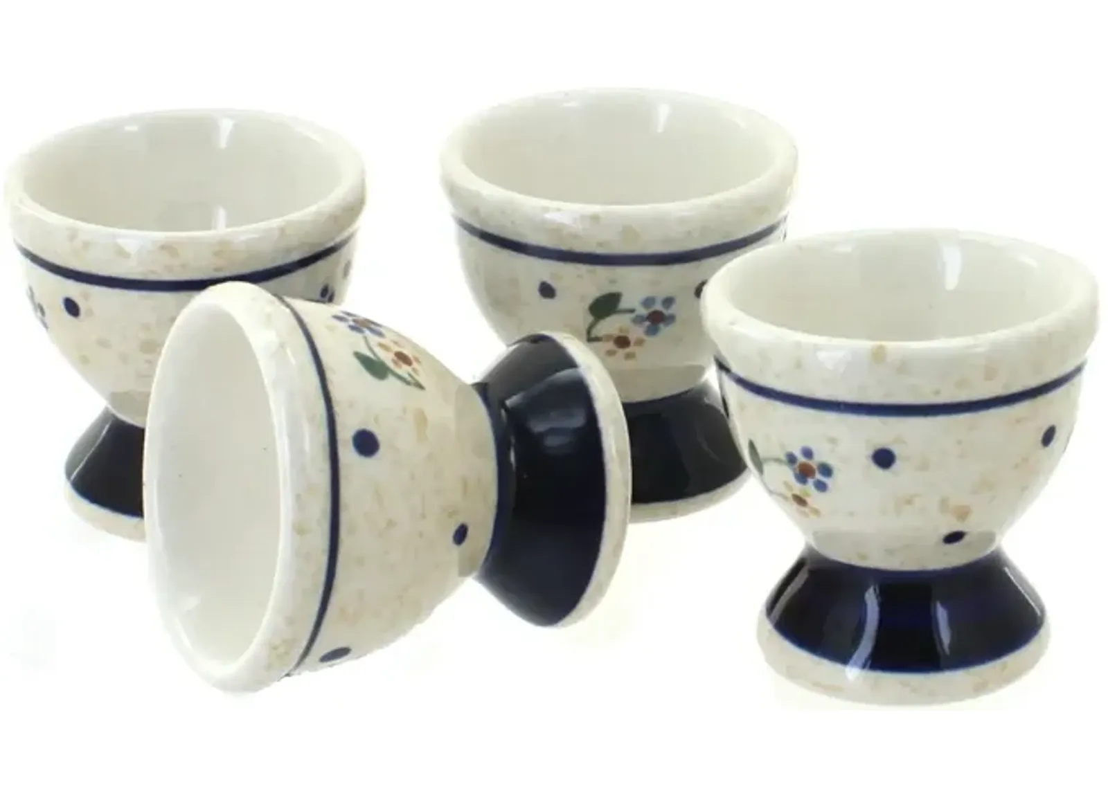 Blue Rose Polish Pottery Country Meadow Egg Cup Set