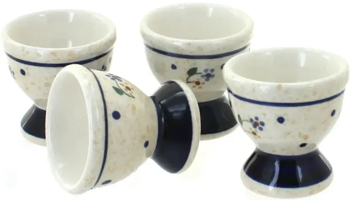 Blue Rose Polish Pottery Country Meadow Egg Cup Set