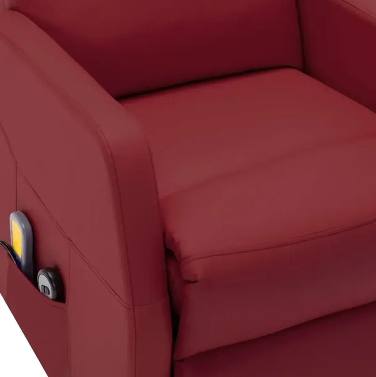 Power Lift Massage Recliner Wine Red Faux Leather