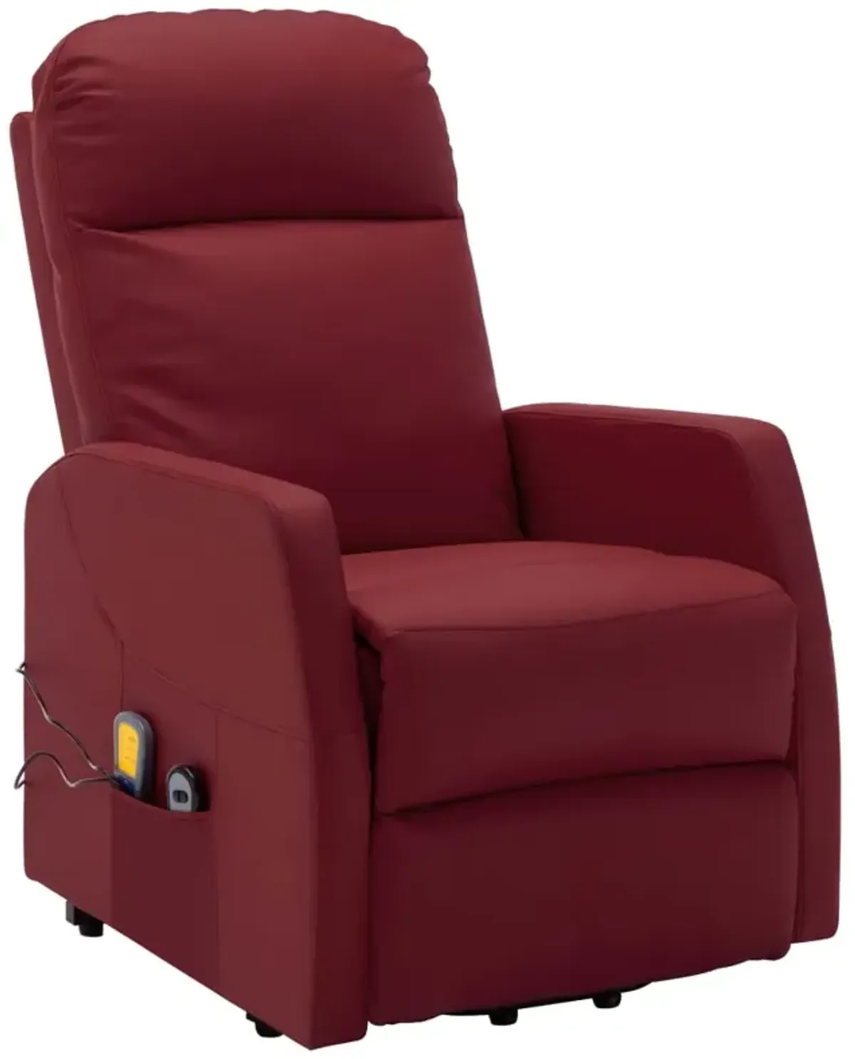 Power Lift Massage Recliner Wine Red Faux Leather