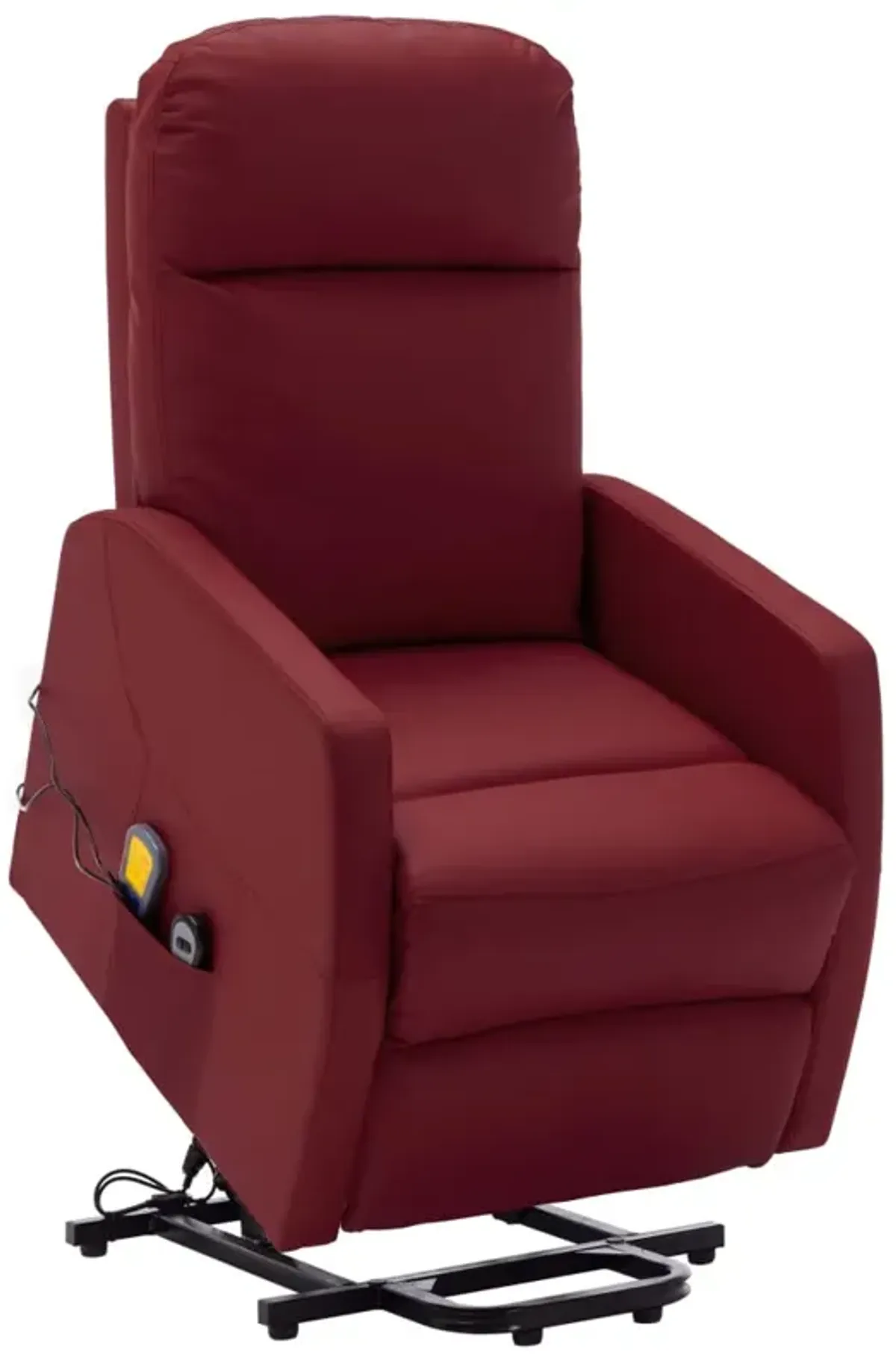 Power Lift Massage Recliner Wine Red Faux Leather